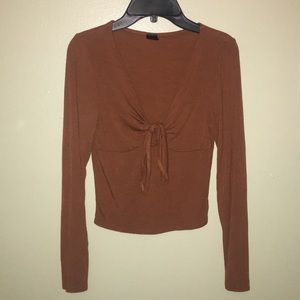 Knot front long sleeve shirt